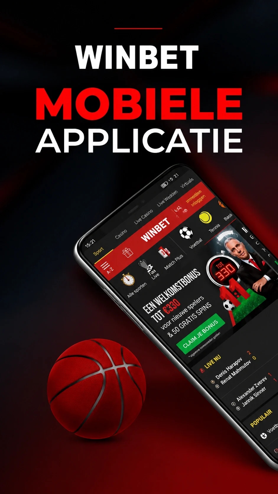 Winbet app op smartphone